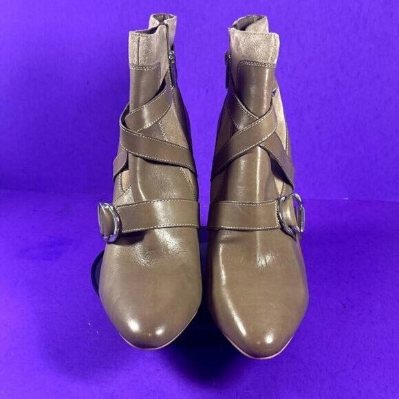 Vince Camuto Erillie Wild Mushroom Leather Moto Ankle Bootie Women's Size 11-NEW - Picture 2 of 7